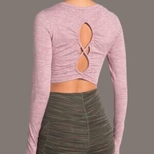 Free People Movement Swerve Crop Top Heather Mauve Small